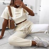 2019 Autumn Women Leisure 2 Pieces Sets Spliced Sweat Shirt Full Length Harem Pants Oversize Elastic Waist Tracksuits Outfiits