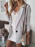 Vintage Blazer Solid Jacket Women Single Button Evening Party Notched White Cape Blazer Women Jacket Blazer