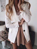 Vintage Blazer Solid Jacket Women Single Button Evening Party Notched White Cape Blazer Women Jacket Blazer