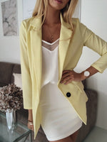 Vintage Blazer Solid Jacket Women Single Button Evening Party Notched White Cape Blazer Women Jacket Blazer