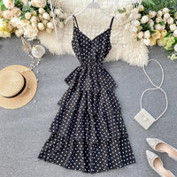 New Summer Sweet Heart Print Spaghetti Strap Dress Women Slim V-Neck Beach Long Dresses Sleeveless Sundress Party Vestidos Mw635