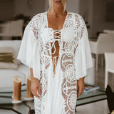 In-X Orange long beach dress women Summer wrap swimsuit cover ups female Kimono Long sleeve beach wear Kaftan robe de plage