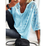 Plus Size V-neck Tassel Cotton Linen Blouses Women 2020 Spring Three Quarter Sleeve Lace Shirt Summer Loose Chic Tops Feminina