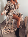 2019 New Style Fashion Elegant Women Sexy Boat Neck Glitter Deep V Neck Print Party Dress Formal Long Dress Sexy Clubwear