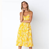 2019 New Women Print Floral Stripe Long dress Sexy V-Neck Sleevele Button Beach Casual Boho Midi Dress Plus Size 3XL vestidos