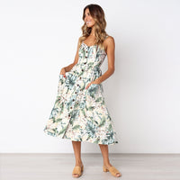 2019 New Women Print Floral Stripe Long dress Sexy V-Neck Sleevele Button Beach Casual Boho Midi Dress Plus Size 3XL vestidos