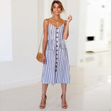 2019 New Women Print Floral Stripe Long dress Sexy V-Neck Sleevele Button Beach Casual Boho Midi Dress Plus Size 3XL vestidos