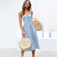 2019 New Women Print Floral Stripe Long dress Sexy V-Neck Sleevele Button Beach Casual Boho Midi Dress Plus Size 3XL vestidos