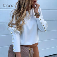 Jocoo Jolee femmes boutons en métal à manches longues Blouse bureau dame chemise décontracté ananas impression hauts grande taille décontracté Blouses lâches