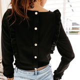 2020 Spring Polka Dot Ruffle Blouse Shirt Elegant Fashion O Neck Buttons Streetwear Tops Lady Autumn Long Sleeve Pullover Women