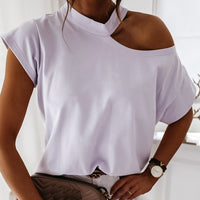 Sexy Off Shoulder Solid Color Blouse Women Shirts 2020 New Summer Short Sleeve Tops Casual Loose Halter Backless Ladies Blouses