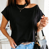 Sexy Off Shoulder Solid Color Blouse Women Shirts 2020 New Summer Short Sleeve Tops Casual Loose Halter Backless Ladies Blouses