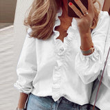 Elegant New Daisy Pineapple Print Ruffle blouse shirts Office Lady 2020 Summer Short Sleeve Slim Blouses women Sexy V-neck tops