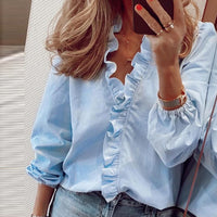 Elegant New Daisy Pineapple Print Ruffle blouse shirts Office Lady 2020 Summer Short Sleeve Slim Blouses women Sexy V-neck tops