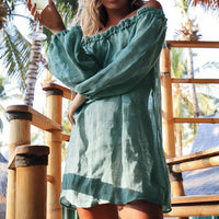 2020 Hot Cotton Beach Dress Cover Up Fashion Swim Cover-ups Long Sleeve Beachwear Off Shoulder Bikini Women Cover Up Tunic New