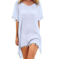 2020 Hot Cotton Beach Dress Cover Up Fashion Swim Cover-ups Long Sleeve Beachwear Off Shoulder Bikini Women Cover Up Tunic New