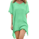 2020 Hot Cotton Beach Dress Cover Up Fashion Swim Cover-ups Long Sleeve Beachwear Off Shoulder Bikini Women Cover Up Tunic New