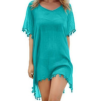 2020 Hot Cotton Beach Dress Cover Up Fashion Swim Cover-ups Long Sleeve Beachwear Off Shoulder Bikini Women Cover Up Tunic New