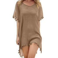 2020 Hot Cotton Beach Dress Cover Up Fashion Swim Cover-ups Long Sleeve Beachwear Off Shoulder Bikini Women Cover Up Tunic New