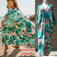 Cotton Beach Cover Up Print Beach Kaftan Women Bikini Cover-ups Beachwear Button Swimsuit Cover Up Dress Robe Beach Tunic