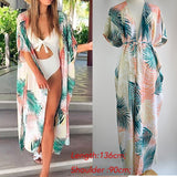 Cotton Beach Cover Up Print Beach Kaftan Women Bikini Cover-ups Beachwear Button Swimsuit Cover Up Dress Robe Beach Tunic