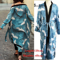 Cotton Beach Cover Up Print Beach Kaftan Women Bikini Cover-ups Beachwear Button Swimsuit Cover Up Dress Robe Beach Tunic