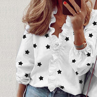 Elegant New Daisy Pineapple Print Ruffle blouse shirts Office Lady 2020 Summer Short Sleeve Slim Blouses women Sexy V-neck tops