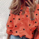 Elegant New Daisy Pineapple Print Ruffle blouse shirts Office Lady 2020 Summer Short Sleeve Slim Blouses women Sexy V-neck tops