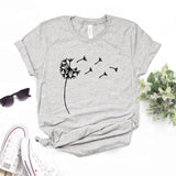 Wildflower Dandelion Print Women tshirt Cotton Casual Funny t shirt Gift For Lady Yong Girl Top Tee