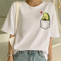 New Avocado Shirt Vegan T Shirt Women Harajuku Kawaii Short Sleeve T-shirt Vogue 90s Korean Style Tshirt Fashion Top Tees Female