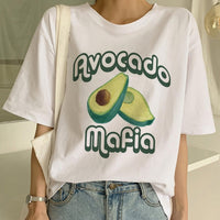 New Avocado Shirt Vegan T Shirt Women Harajuku Kawaii Short Sleeve T-shirt Vogue 90s Korean Style Tshirt Fashion Top Tees Female