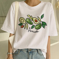 New Avocado Shirt Vegan T Shirt Women Harajuku Kawaii Short Sleeve T-shirt Vogue 90s Korean Style Tshirt Fashion Top Tees Female