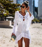 Womens Beach Dress Bikini Cover Up Swimwear Maxi Wrap Skirt Sarong Kimono Kaftan Summer Chiffon Tassel Hooded Batwing Sleeve Top