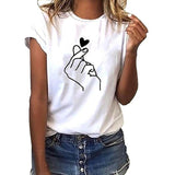 Short-Sleeved O-Neck Summer Top Short Sleeve Funny T Shirts Women Ulzzang Harajuku Tees Vogue Leaf Print Tshirt