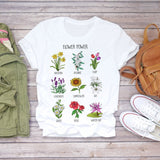 Women 2020 Summer Short Sleeve Floral Flower Fashion Lady T-shirts Top T Shirt Ladies Womens Graphic Female Tee T-Shirt