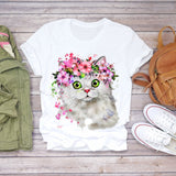 Women 2020 Summer Short Sleeve Floral Flower Fashion Lady T-shirts Top T Shirt Ladies Womens Graphic Female Tee T-Shirt