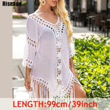 Riseado Tassel Beach Dress 2020 Cover-ups Tunic Beach Wear Women Swimsuit Black Swimwear Bathing Suits Backless Cover Ups