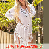 Riseado Tassel Beach Dress 2020 Cover-ups Tunic Beach Wear Women Swimsuit Black Swimwear Bathing Suits Backless Cover Ups