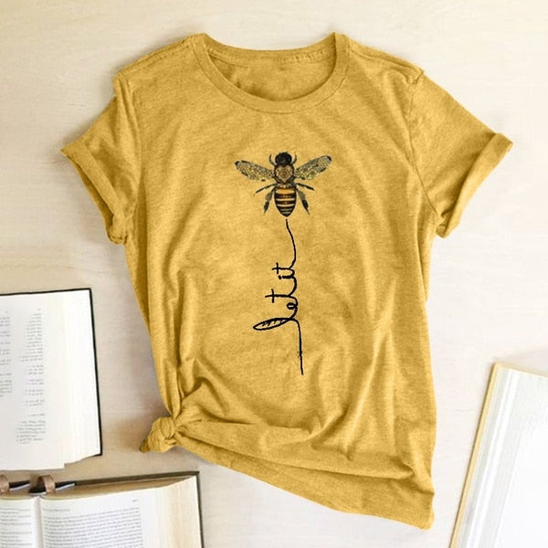 Hillbilly Women Bee Kind T-shirt Aesthetics Graphic Short Sleeve Cotton Polyester T Shirts Female Camisetas Verano Mujer 2019