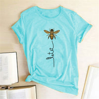 Hillbilly Women Bee Kind T-shirt Aesthetics Graphic Short Sleeve Cotton Polyester T Shirts Female Camisetas Verano Mujer 2019