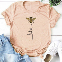 Hillbilly Women Bee Kind T-shirt Aesthetics Graphic Short Sleeve Cotton Polyester T Shirts Female Camisetas Verano Mujer 2019