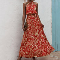 Summer Elegant Sexy beach long Dress Women 2020 Fashion Print Flowers Polka-dot strap Ladies Halter boho dress women vestidos